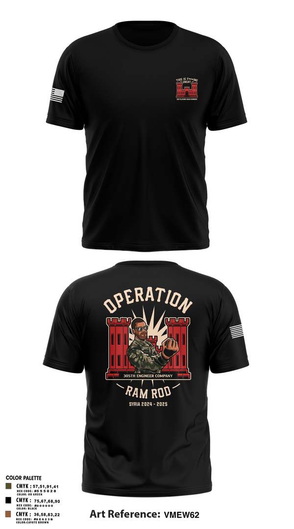 Old School Cotton Feel Shirt, 305th En Co, Army, Teamtime, Team time, sublimation, custom sports apparel, team uniforms, spirit wear, spiritwear, sports uniforms, custom shirts, team store, custom team store, fundraiser sports, apparel fundraiser