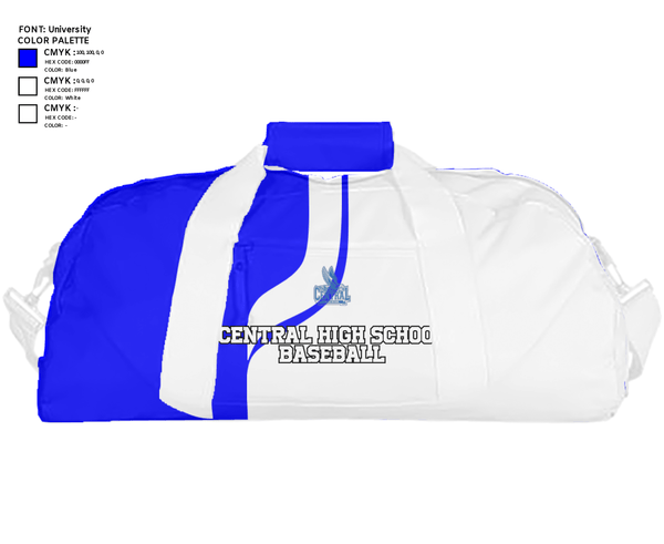 Duffle Bag, Central High School Baseball, Baseball, Teamtime, Team time, sublimation, custom sports apparel, team uniforms, spirit wear, spiritwear, sports uniforms, custom shirts, team store, custom team store, fundraiser sports, apparel fundraiser