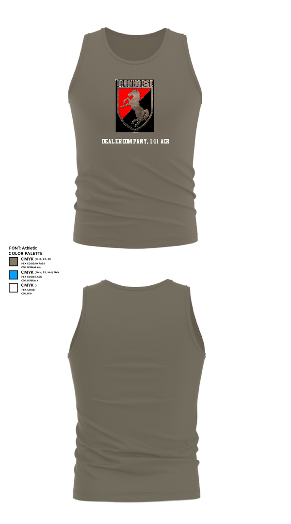 Tank Top, Dealer Company, 1/11 ACR, Army, Teamtime, Team time, sublimation, custom sports apparel, team uniforms, spirit wear, spiritwear, sports uniforms, custom shirts, team store, custom team store, fundraiser sports, apparel fundraiser