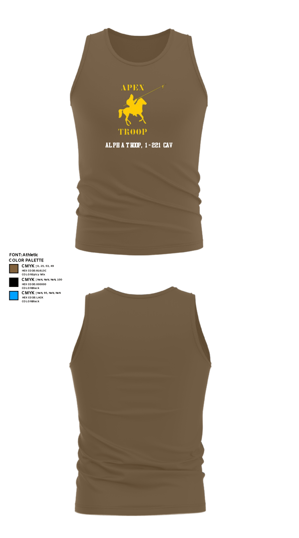Tank Top, Alpha Troop, 1-221 CAV, National Guard, Teamtime, Team time, sublimation, custom sports apparel, team uniforms, spirit wear, spiritwear, sports uniforms, custom shirts, team store, custom team store, fundraiser sports, apparel fundraiser