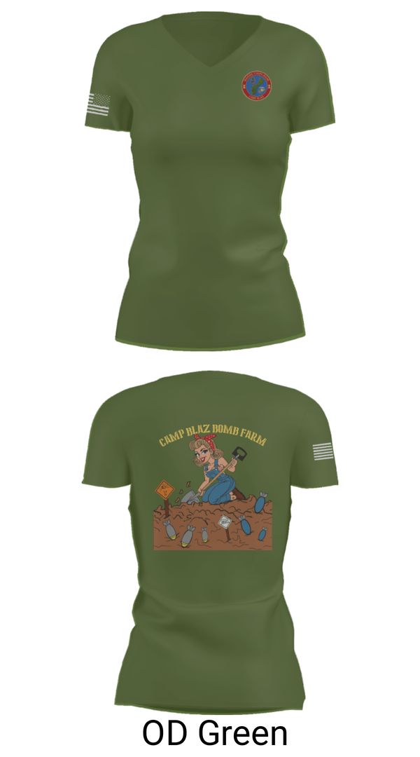 Women's Short Sleeve Vneck Shirt, MCB Camp Blaz Ordnance, Marines, Teamtime, Team time, sublimation, custom sports apparel, team uniforms, spirit wear, spiritwear, sports uniforms, custom shirts, team store, custom team store, fundraiser sports, apparel fundraiser