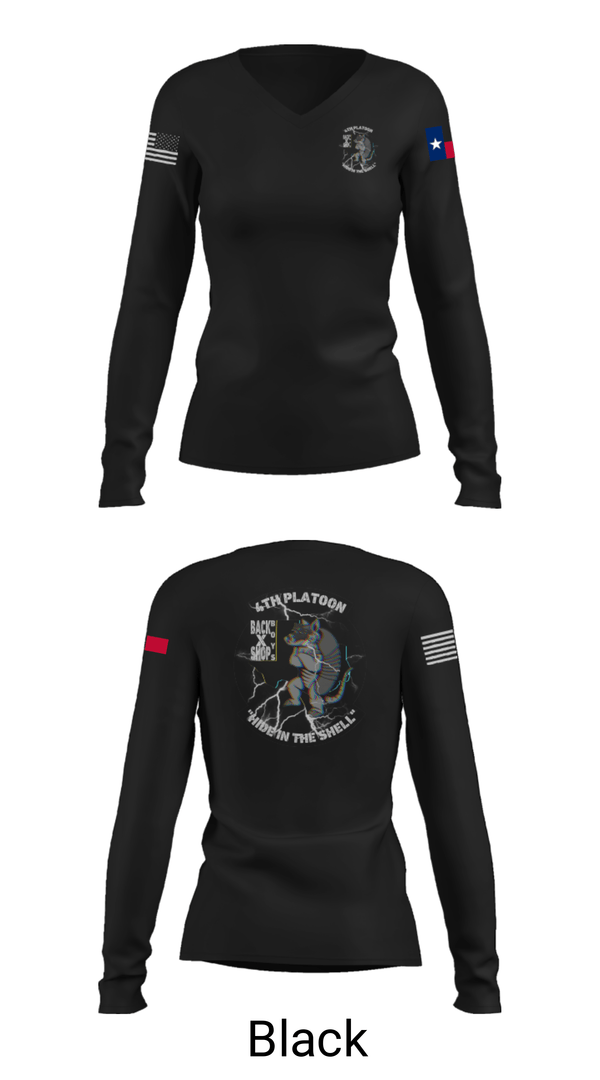 Women's Long Sleeve Vneck Shirt, 90th ASB B co 4Th Platoon, Army, Teamtime, Team time, sublimation, custom sports apparel, team uniforms, spirit wear, spiritwear, sports uniforms, custom shirts, team store, custom team store, fundraiser sports, apparel fundraiser