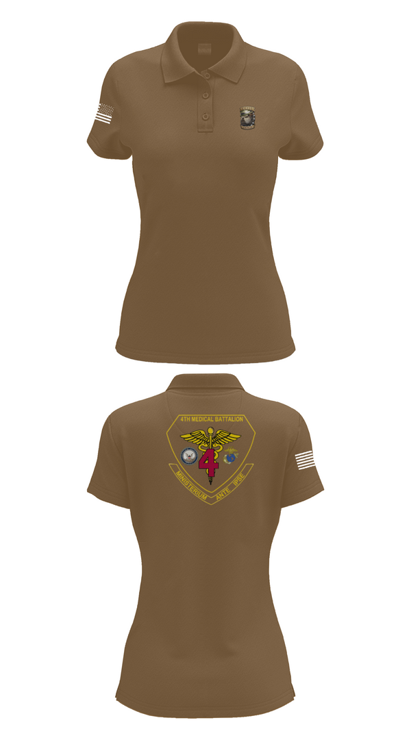 Womens Short Sleeve Performance Polo, 4th Med Battalion, Marines, Teamtime, Team time, sublimation, custom sports apparel, team uniforms, spirit wear, spiritwear, sports uniforms, custom shirts, team store, custom team store, fundraiser sports, apparel fundraiser