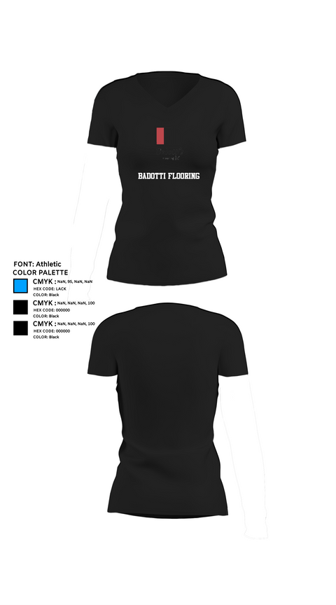 Womens Short Sleeve Vneck Shirt, Badotti Flooring, , Teamtime, Team time, sublimation, custom sports apparel, team uniforms, spirit wear, spiritwear, sports uniforms, custom shirts, team store, custom team store, fundraiser sports, apparel fundraiser
