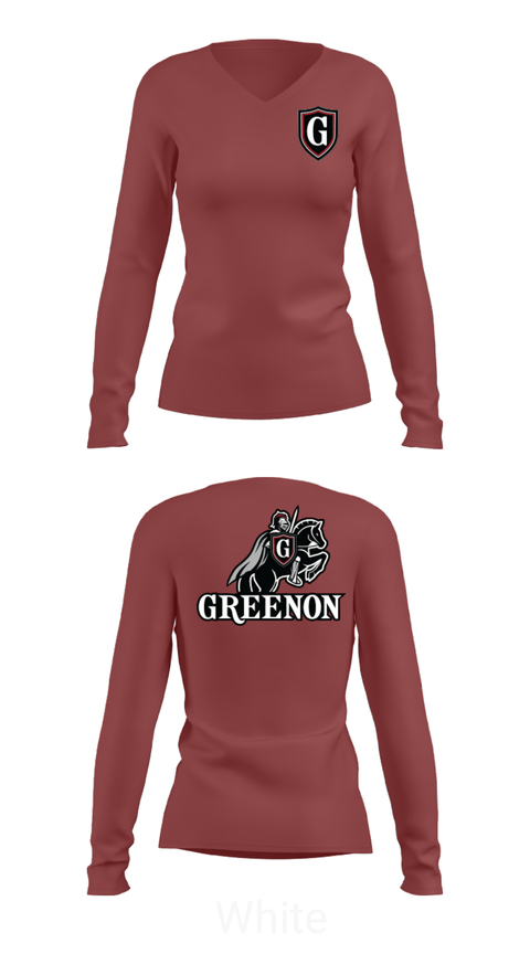 Womens Long Sleeve Vneck Shirt, Greenon Knights, Women's Volleyball, Teamtime, Team time, sublimation, custom sports apparel, team uniforms, spirit wear, spiritwear, sports uniforms, custom shirts, team store, custom team store, fundraiser sports, apparel fundraiser