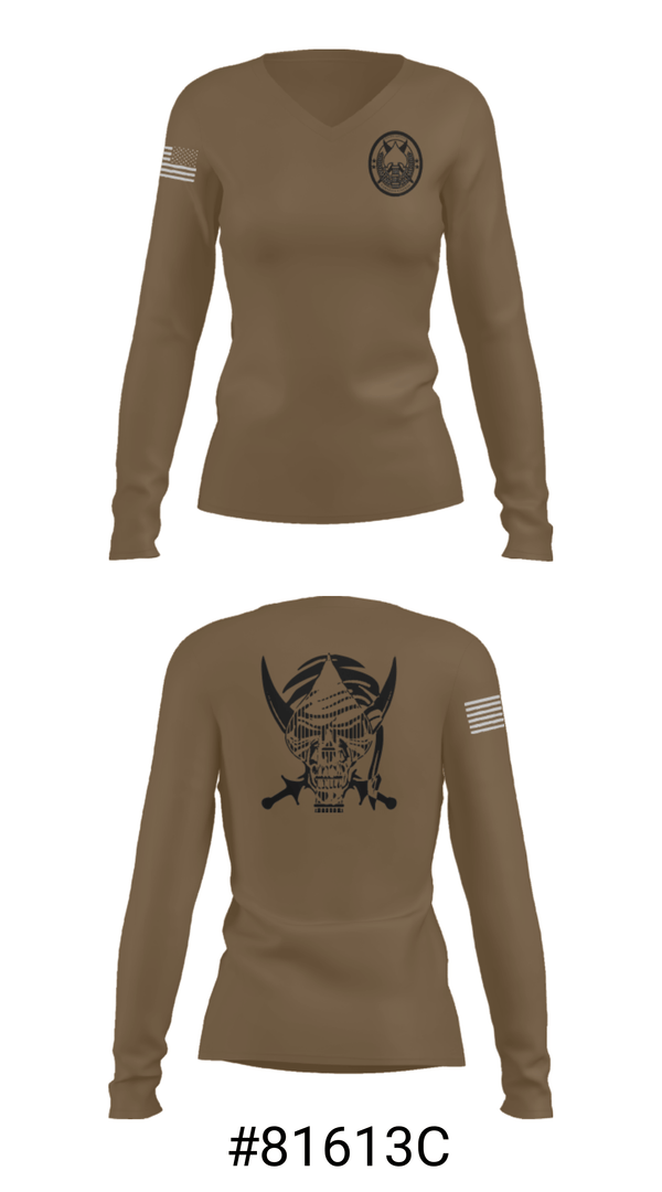 Women's Long Sleeve Vneck Shirt, , Army, Teamtime, Team time, sublimation, custom sports apparel, team uniforms, spirit wear, spiritwear, sports uniforms, custom shirts, team store, custom team store, fundraiser sports, apparel fundraiser