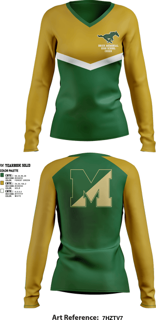 Womens Long Sleeve Vneck Shirt, Brick Memorial High School Cheer, Cheer, Teamtime, Team time, sublimation, custom sports apparel, team uniforms, spirit wear, spiritwear, sports uniforms, custom shirts, team store, custom team store, fundraiser sports, apparel fundraiser