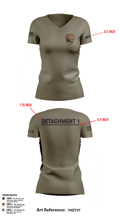 Detachment 1 27221981 Women's Short Sleeve V-neck Shirt - 24