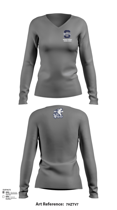Shawnee Middle School Cheer 74518757 Women's Long Sleeve V-neck Shirt - 131