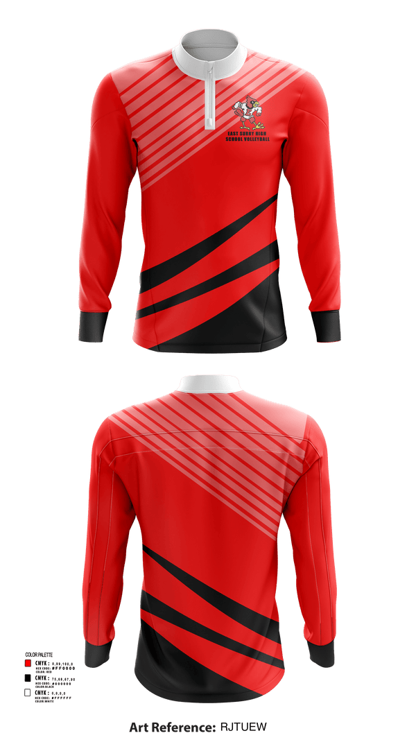 Quarter Zip Jacket, East Surry High School Volleyball, Women's Volleyball, Teamtime, Team time, sublimation, custom sports apparel, team uniforms, spirit wear, spiritwear, sports uniforms, custom shirts, team store, custom team store, fundraiser sports, apparel fundraiser