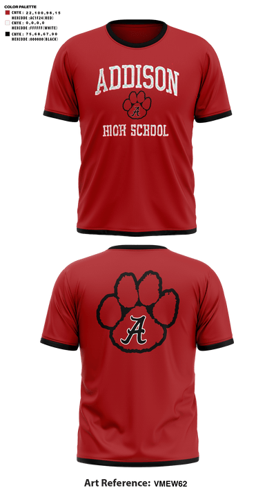 Addison High School Basketball 58655000 Short Sleeve Shooting Shirt - 41