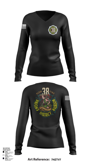 Womens Long Sleeve Vneck Shirt, Klein Fire 38, Fire Department, Teamtime, Team time, sublimation, custom sports apparel, team uniforms, spirit wear, spiritwear, sports uniforms, custom shirts, team store, custom team store, fundraiser sports, apparel fundraiser