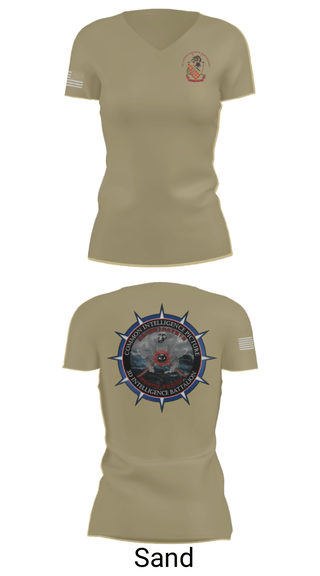 Women's Short Sleeve Vneck Shirt, 3rd Intelligence Battalion, Marines, Teamtime, Team time, sublimation, custom sports apparel, team uniforms, spirit wear, spiritwear, sports uniforms, custom shirts, team store, custom team store, fundraiser sports, apparel fundraiser