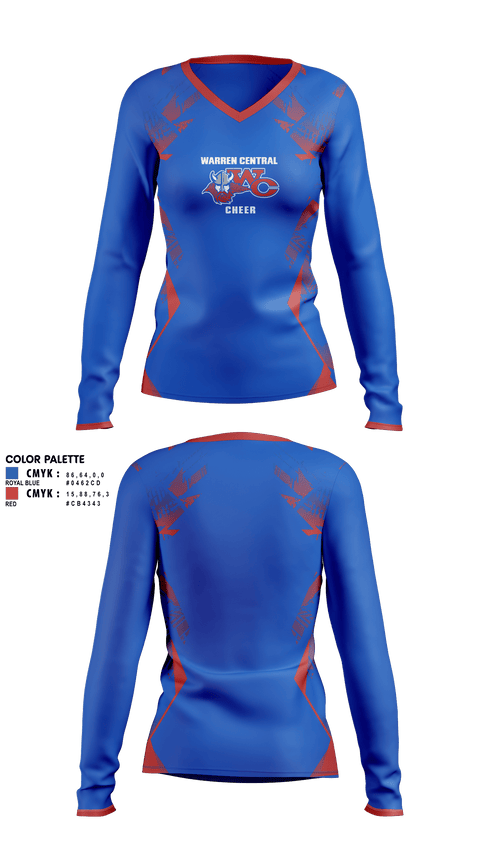 Womens Long Sleeve Vneck Shirt 1, Warren Central High School Cheer, Cheer, Teamtime, Team time, sublimation, custom sports apparel, team uniforms, spirit wear, spiritwear, sports uniforms, custom shirts, team store, custom team store, fundraiser sports, apparel fundraiser