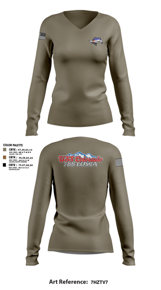 Womens Long Sleeve Vneck Shirt, USS Colorado, Navy, Teamtime, Team time, sublimation, custom sports apparel, team uniforms, spirit wear, spiritwear, sports uniforms, custom shirts, team store, custom team store, fundraiser sports, apparel fundraiser
