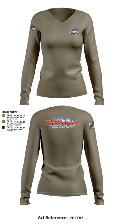 USS Colorado 62419768 Women's Long Sleeve V-neck Shirt - 7