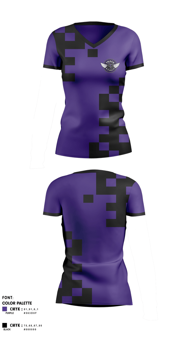 Womens Short Sleeve Vneck Shirt, Throckmorton High School Track and Field, Track & Field, Teamtime, Team time, sublimation, custom sports apparel, team uniforms, spirit wear, spiritwear, sports uniforms, custom shirts, team store, custom team store, fundraiser sports, apparel fundraiser