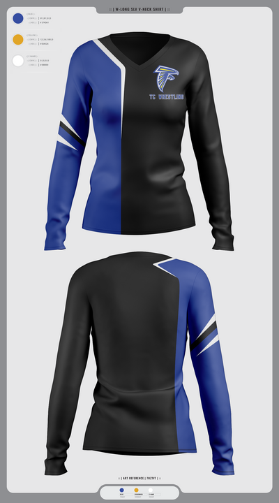 Todd County High School Wrestling 85691446 Women's Long Sleeve V-neck Shirt - 22
