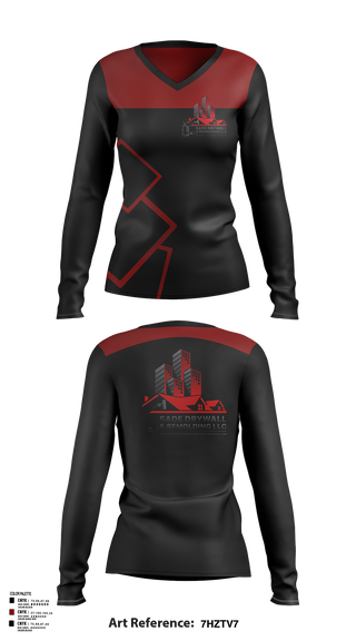 Womens Long Sleeve Vneck Shirt 1, Sadedrywall & remolding llc, , Teamtime, Team time, sublimation, custom sports apparel, team uniforms, spirit wear, spiritwear, sports uniforms, custom shirts, team store, custom team store, fundraiser sports, apparel fundraiser
