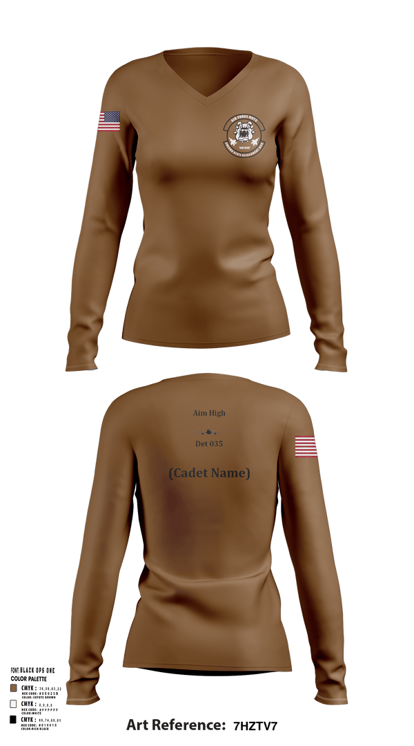 Womens Long Sleeve Vneck Shirt, Detachment 035, Air Force, Teamtime, Team time, sublimation, custom sports apparel, team uniforms, spirit wear, spiritwear, sports uniforms, custom shirts, team store, custom team store, fundraiser sports, apparel fundraiser