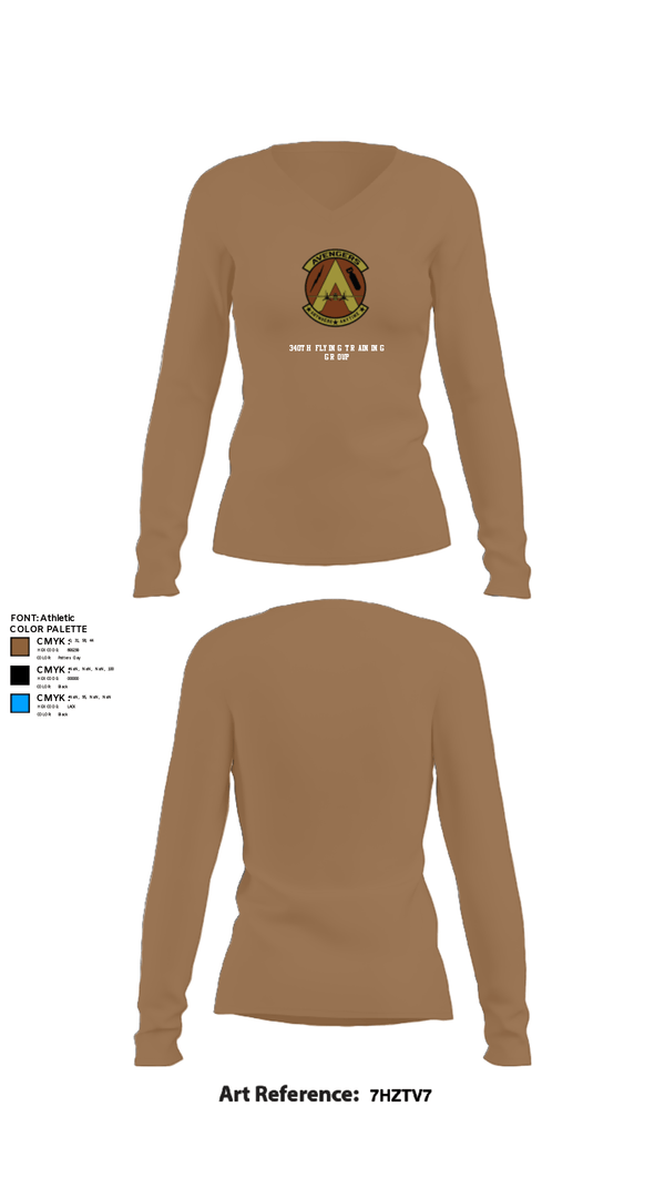 Women's Long Sleeve Vneck Shirt, 340th Flying Training Group, Air Force, Teamtime, Team time, sublimation, custom sports apparel, team uniforms, spirit wear, spiritwear, sports uniforms, custom shirts, team store, custom team store, fundraiser sports, apparel fundraiser