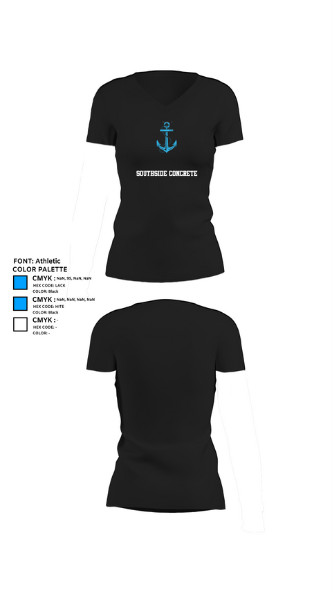 Womens Short Sleeve Vneck Shirt, SOUTHSIDE CONCRETE, , Teamtime, Team time, sublimation, custom sports apparel, team uniforms, spirit wear, spiritwear, sports uniforms, custom shirts, team store, custom team store, fundraiser sports, apparel fundraiser