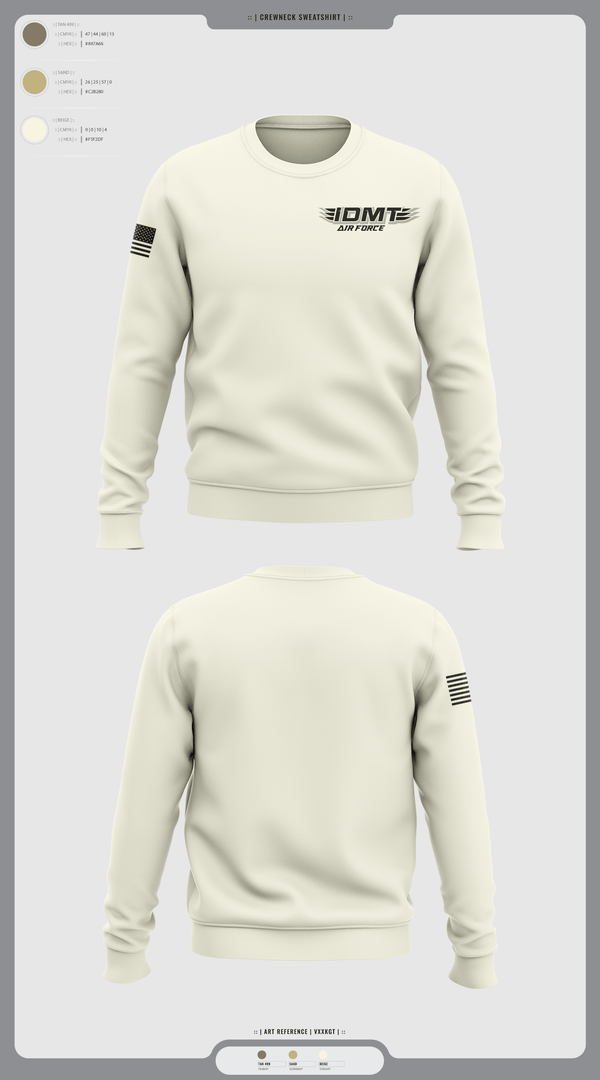 Crew Neck Sweatshirt, IDMT, Air Force, Teamtime, Team time, sublimation, custom sports apparel, team uniforms, spirit wear, spiritwear, sports uniforms, custom shirts, team store, custom team store, fundraiser sports, apparel fundraiser