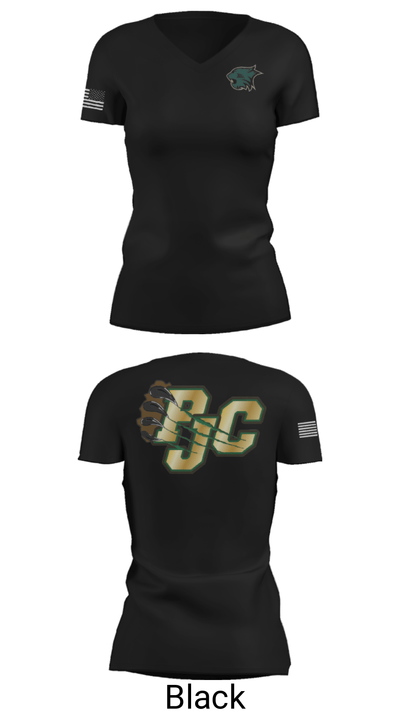 Plainfield Junior Cats Football/Cheer 32952024 Women's Short Sleeve V-neck Shirt - 20