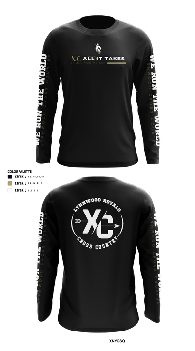Lynnwood Cross Country 69323308 Long Sleeve Performance Shirt - 46
