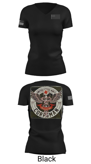 Womens Short Sleeve Vneck Shirt, Hospital Corpsman, , Teamtime, Team time, sublimation, custom sports apparel, team uniforms, spirit wear, spiritwear, sports uniforms, custom shirts, team store, custom team store, fundraiser sports, apparel fundraiser