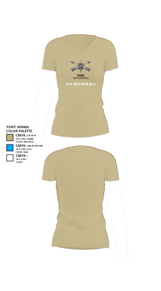 Womens Short Sleeve Vneck Shirt, STAC, 389th MI BN (SO)(A), Army, Teamtime, Team time, sublimation, custom sports apparel, team uniforms, spirit wear, spiritwear, sports uniforms, custom shirts, team store, custom team store, fundraiser sports, apparel fundraiser