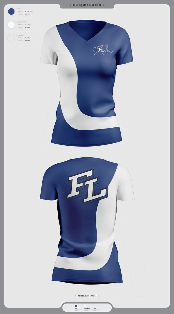 Womens Short Sleeve Vneck Shirt, Fort Lupton, Women's Volleyball, Teamtime, Team time, sublimation, custom sports apparel, team uniforms, spirit wear, spiritwear, sports uniforms, custom shirts, team store, custom team store, fundraiser sports, apparel fundraiser
