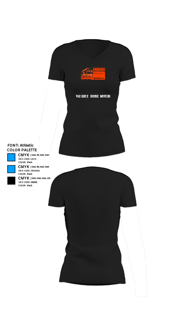 Women's Short Sleeve Vneck Shirt, Vazquez House Movers, , Teamtime, Team time, sublimation, custom sports apparel, team uniforms, spirit wear, spiritwear, sports uniforms, custom shirts, team store, custom team store, fundraiser sports, apparel fundraiser