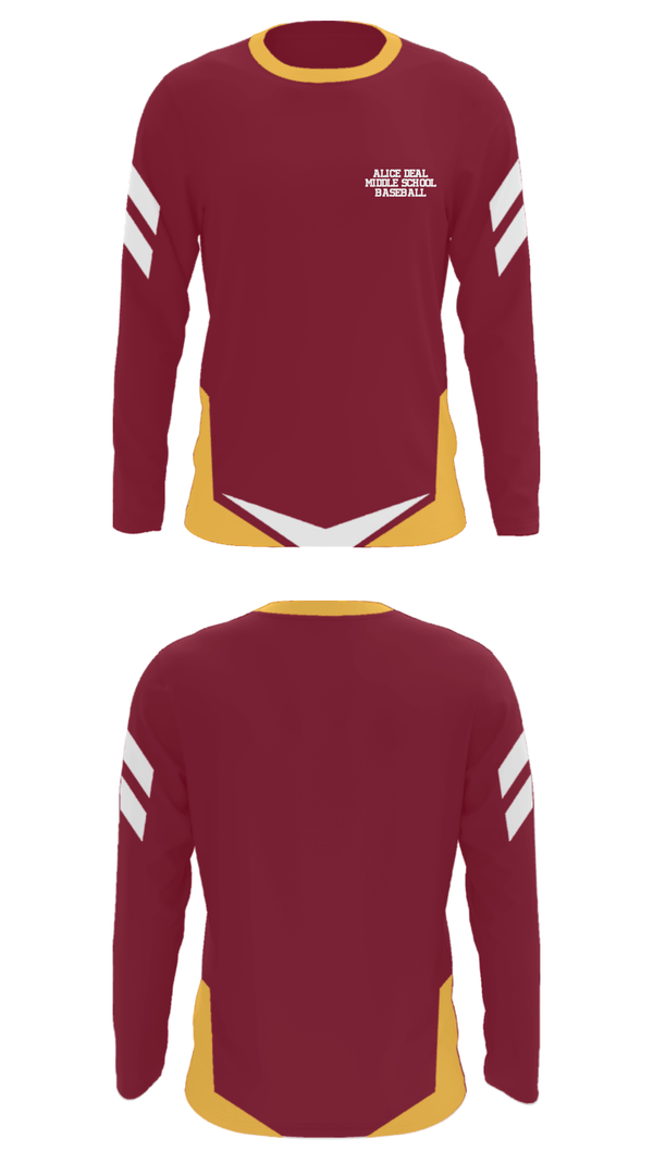 Long Sleeve Performance Shirt, Alice Deal Middle School Baseball, Baseball, Teamtime, Team time, sublimation, custom sports apparel, team uniforms, spirit wear, spiritwear, sports uniforms, custom shirts, team store, custom team store, fundraiser sports, apparel fundraiser