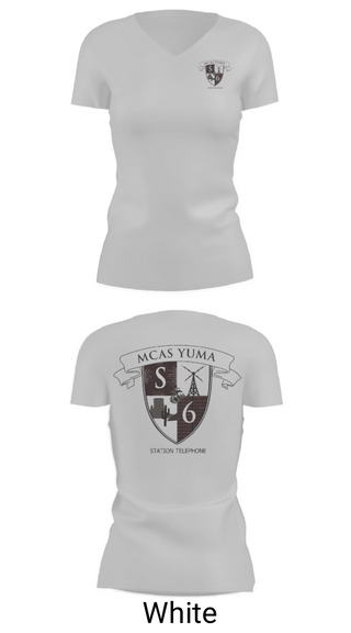 Women's Short Sleeve Vneck Shirt, MCAS Yuma Station S6, Marines, Teamtime, Team time, sublimation, custom sports apparel, team uniforms, spirit wear, spiritwear, sports uniforms, custom shirts, team store, custom team store, fundraiser sports, apparel fundraiser