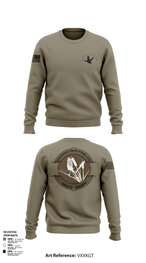 Crew Neck Sweatshirt, Crooked Wing Fowl Co., , Teamtime, Team time, sublimation, custom sports apparel, team uniforms, spirit wear, spiritwear, sports uniforms, custom shirts, team store, custom team store, fundraiser sports, apparel fundraiser