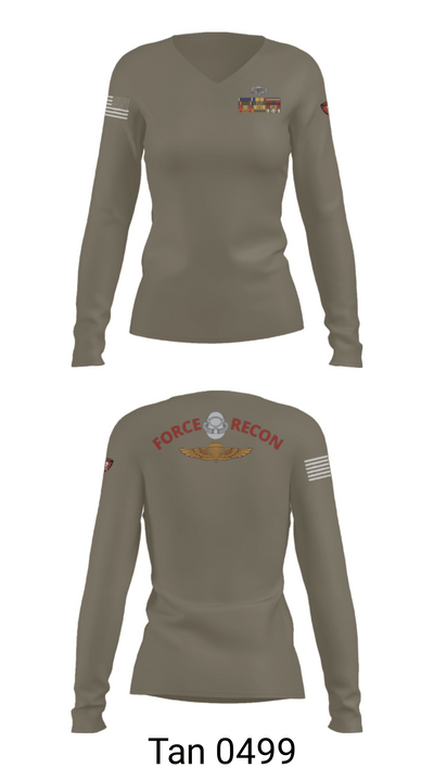 B Co. 3rd Recon Bn 24537683 Women's Long Sleeve V-neck Shirt - 77
