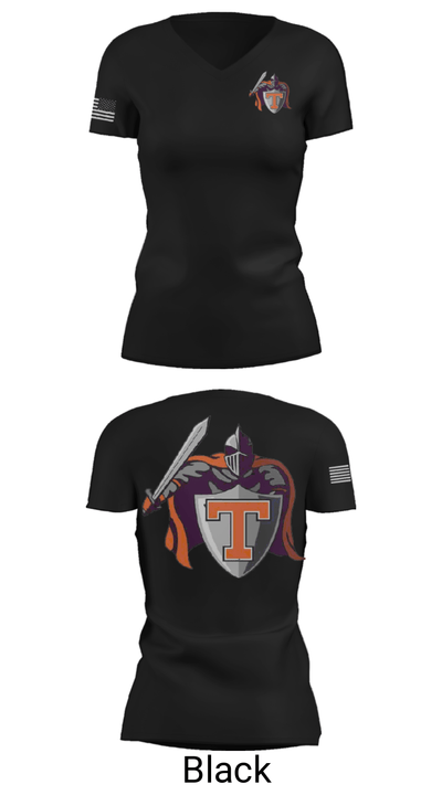 Black Knights 19410251 Women's Short Sleeve V-neck Shirt - 38