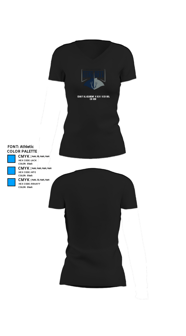 Womens Short Sleeve Vneck Shirt, Coastal Academy High School Cheer, Cheer, Teamtime, Team time, sublimation, custom sports apparel, team uniforms, spirit wear, spiritwear, sports uniforms, custom shirts, team store, custom team store, fundraiser sports, apparel fundraiser