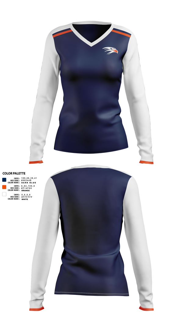 Womens Long Sleeve Vneck Shirt, HAWKS, , Teamtime, Team time, sublimation, custom sports apparel, team uniforms, spirit wear, spiritwear, sports uniforms, custom shirts, team store, custom team store, fundraiser sports, apparel fundraiser