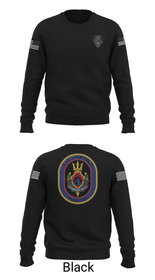 Crew Neck Sweatshirt, USS Nebraska, Navy, Teamtime, Team time, sublimation, custom sports apparel, team uniforms, spirit wear, spiritwear, sports uniforms, custom shirts, team store, custom team store, fundraiser sports, apparel fundraiser