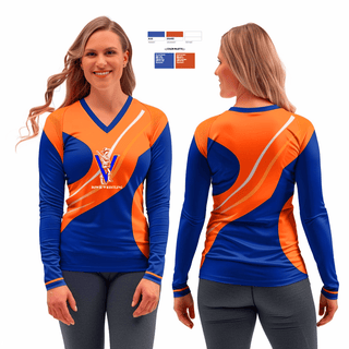 Women's Long Sleeve Vneck Shirt, Bowie, Wrestling, Teamtime, Team time, sublimation, custom sports apparel, team uniforms, spirit wear, spiritwear, sports uniforms, custom shirts, team store, custom team store, fundraiser sports, apparel fundraiser