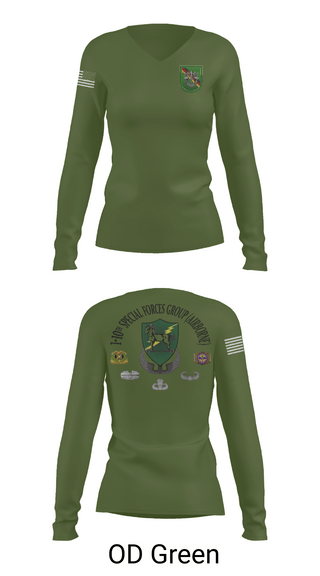 Womens Long Sleeve Vneck Shirt, 1-10 SFG FSC, Army, Teamtime, Team time, sublimation, custom sports apparel, team uniforms, spirit wear, spiritwear, sports uniforms, custom shirts, team store, custom team store, fundraiser sports, apparel fundraiser