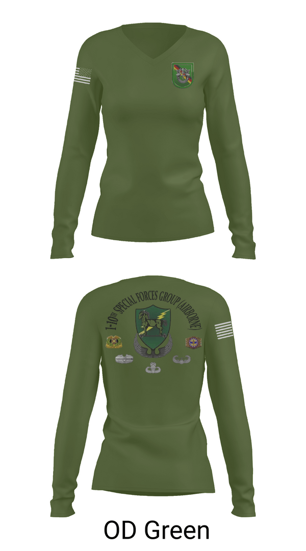 Womens Long Sleeve Vneck Shirt, 1-10 SFG FSC, Army, Teamtime, Team time, sublimation, custom sports apparel, team uniforms, spirit wear, spiritwear, sports uniforms, custom shirts, team store, custom team store, fundraiser sports, apparel fundraiser