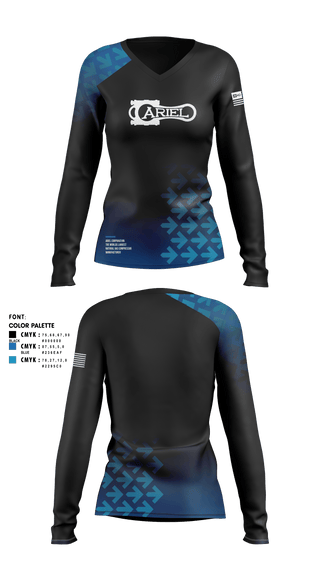 Womens Long Sleeve Vneck Shirt, Ariel Corporation, , Teamtime, Team time, sublimation, custom sports apparel, team uniforms, spirit wear, spiritwear, sports uniforms, custom shirts, team store, custom team store, fundraiser sports, apparel fundraiser