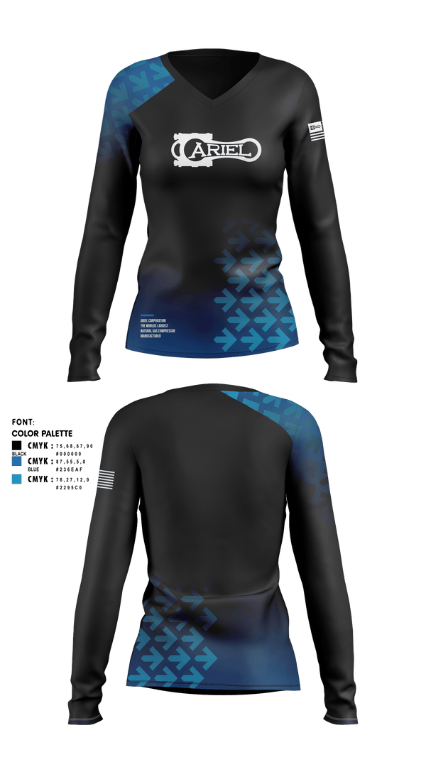 Womens Long Sleeve Vneck Shirt, Ariel Corporation, , Teamtime, Team time, sublimation, custom sports apparel, team uniforms, spirit wear, spiritwear, sports uniforms, custom shirts, team store, custom team store, fundraiser sports, apparel fundraiser