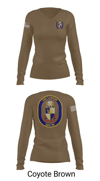 Womens Long Sleeve Vneck Shirt, USS LABOON - DDG 58, Navy, Teamtime, Team time, sublimation, custom sports apparel, team uniforms, spirit wear, spiritwear, sports uniforms, custom shirts, team store, custom team store, fundraiser sports, apparel fundraiser
