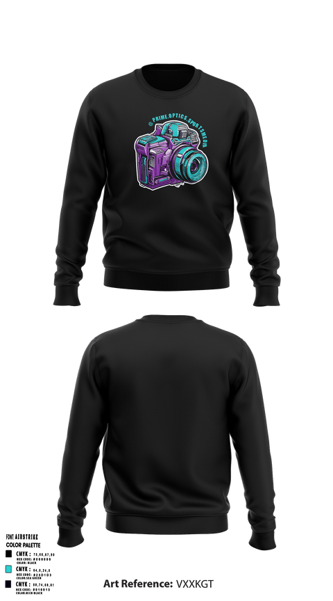 Crew Neck Sweatshirt, Prime Optics Sports Media, , Teamtime, Team time, sublimation, custom sports apparel, team uniforms, spirit wear, spiritwear, sports uniforms, custom shirts, team store, custom team store, fundraiser sports, apparel fundraiser