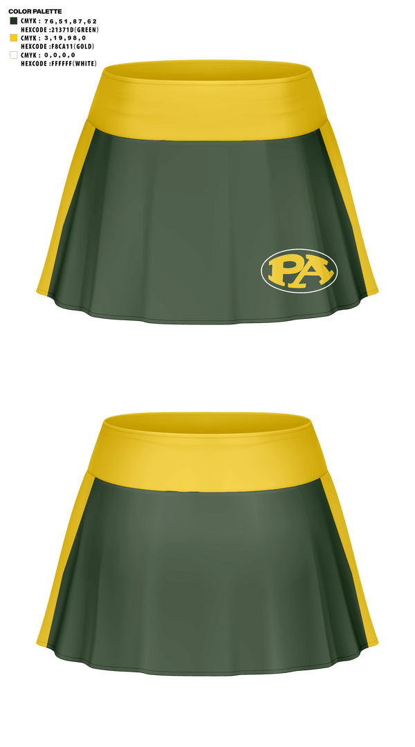 Skort, Pillow Academy (Middle School) Cheer, Cheer, Teamtime, Team time, sublimation, custom sports apparel, team uniforms, spirit wear, spiritwear, sports uniforms, custom shirts, team store, custom team store, fundraiser sports, apparel fundraiser