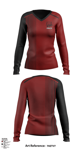 Women's Long Sleeve Vneck Shirt, Ignacio High School Volleyball, Women's Volleyball, Teamtime, Team time, sublimation, custom sports apparel, team uniforms, spirit wear, spiritwear, sports uniforms, custom shirts, team store, custom team store, fundraiser sports, apparel fundraiser
